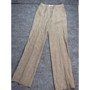 Max Mara Puro Lino Linen Plaid Wide Leg Pants Size 2 Made In Italy